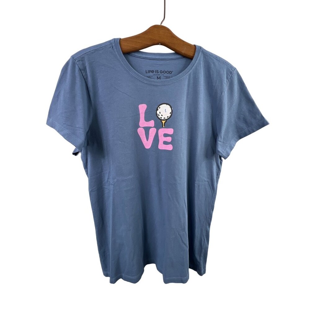 Life Is Good Womens Size Medium Short Sleeve Vintage Blue Crusher Tee